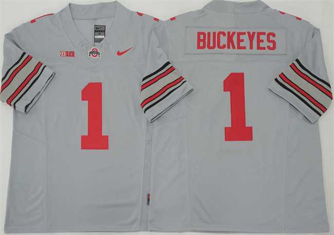 Men%27s Ohio State Buckeyes #1 Buckeyes Gray 2025 F.U.S.E. Limited Stitched Jersey